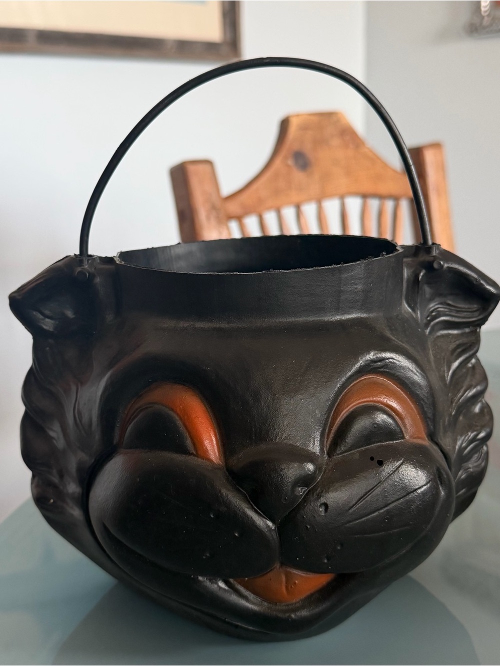 Vintage cat blow mold candy bucket